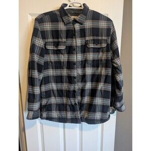 L.L. Bean Men's L Fleece Lined Flannel Traditional Fit Shirt Jacket Hiking Blue